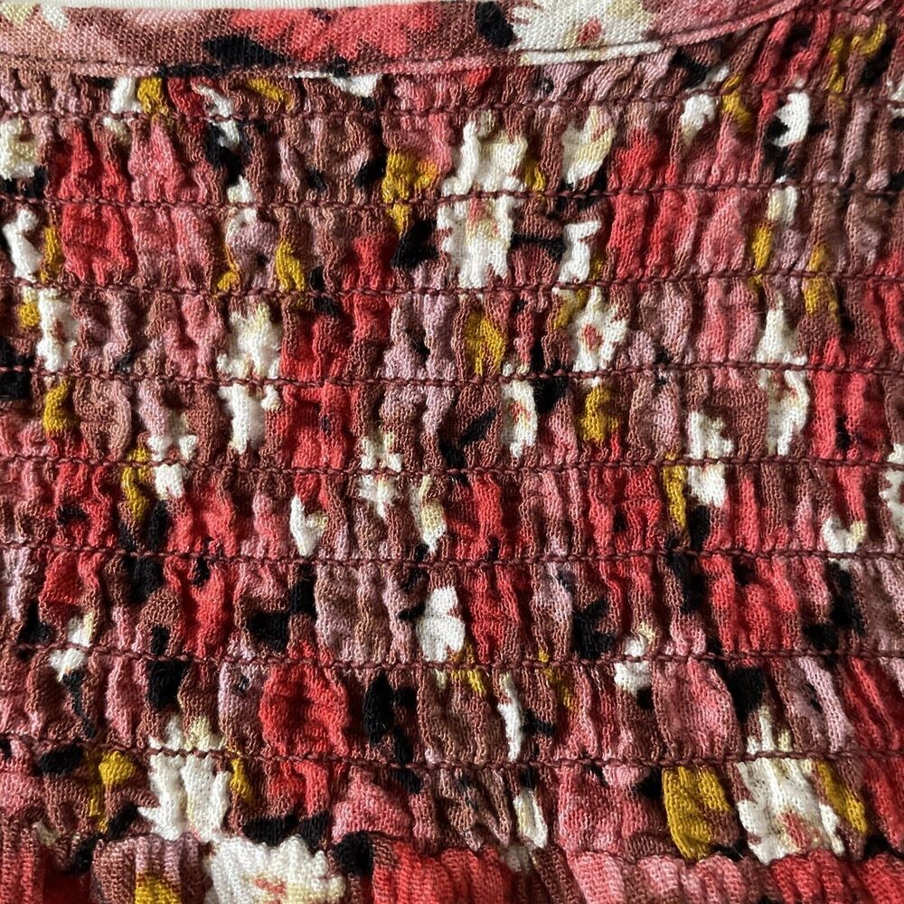 Knox Rose Womens Top Medium Cottage Core Boho Floral Ruffle Hippie Shirred Pink - Picture 3 of 14
